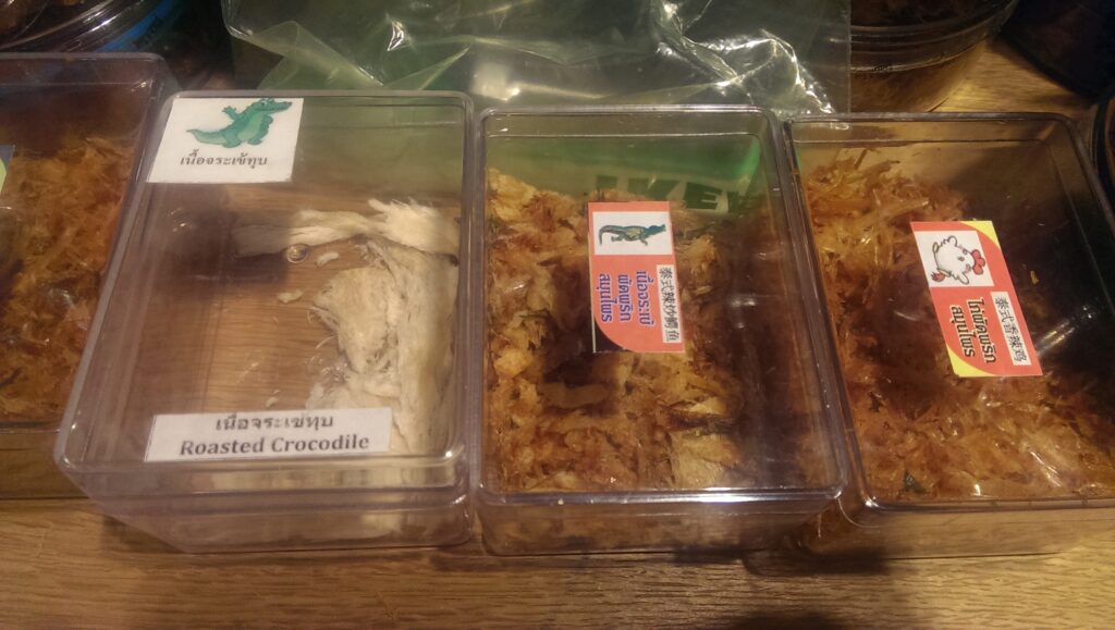 crocodile meat at wet market in phnom penh